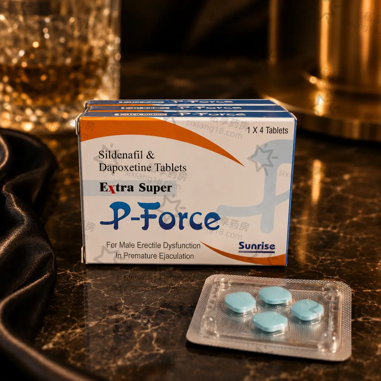 经典蓝P Extra Super P-Force｜西地那非100mg+达泊西汀100mg｜双效小蓝片4粒装