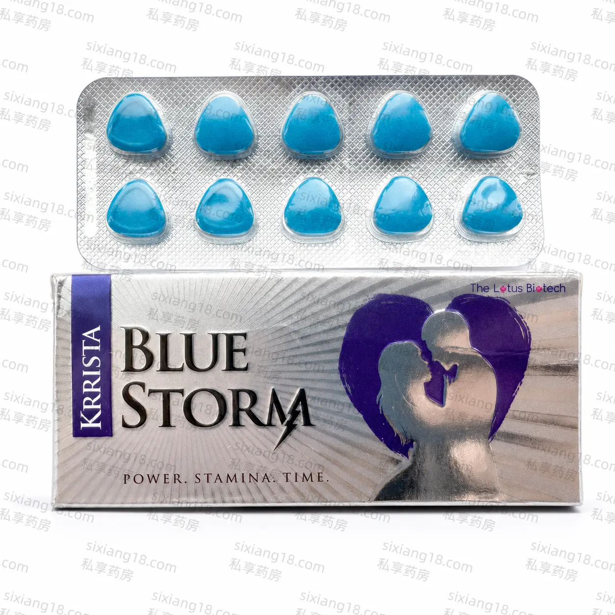 蓝色风暴 Krrista Blue Storm｜西地那非200mg超大剂量助勃+达泊西汀60mg延时 印度原装双效片 10粒装