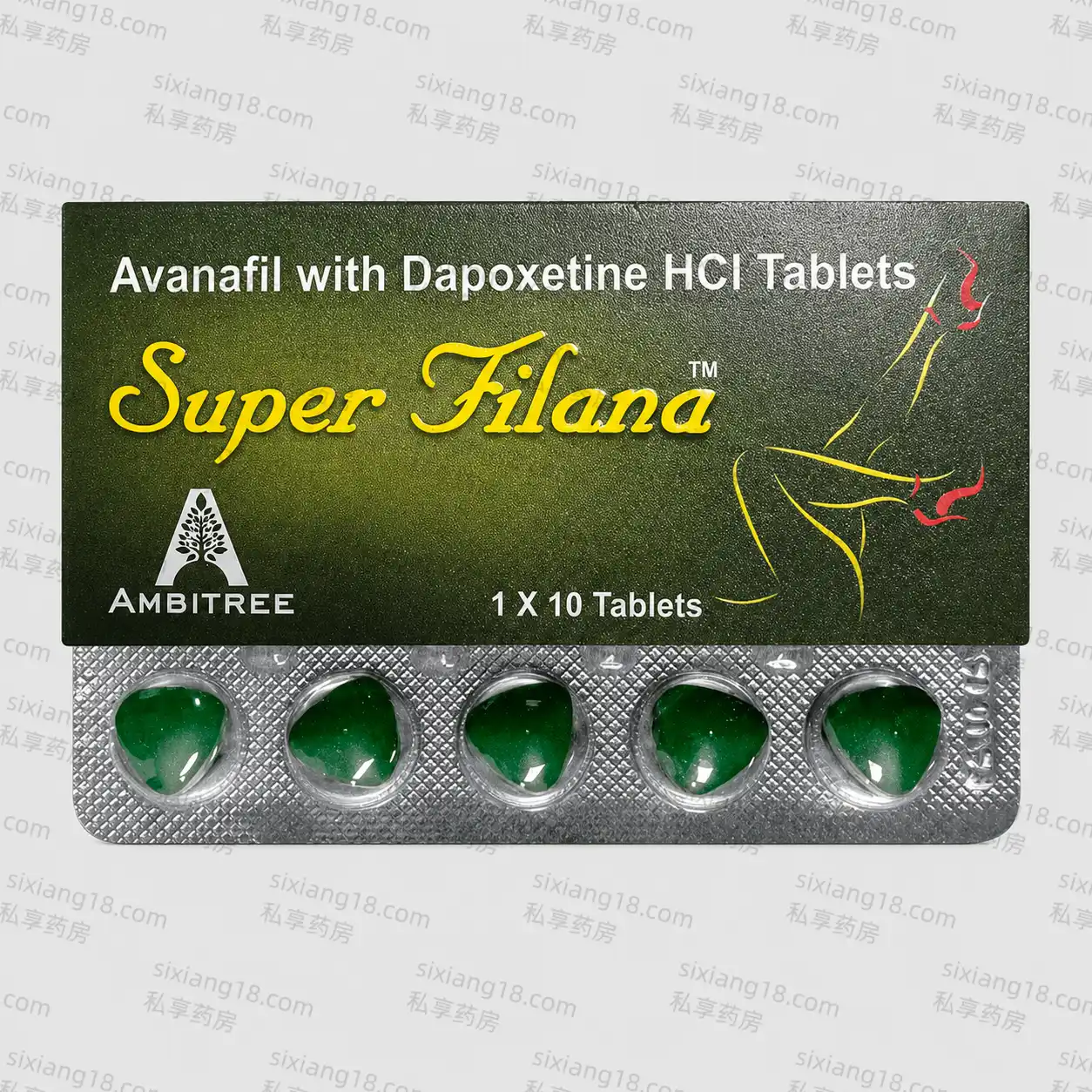 绿水鬼 SUPER FILANA 阿伐那非双效片 100mg+达泊西汀60mg 10粒装