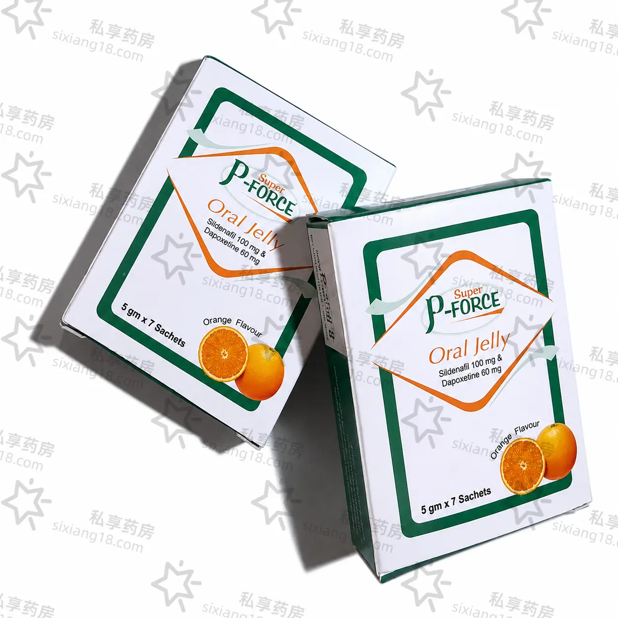 绿P果冻 Oral Jelly P-Force｜西地那非+达泊西汀双效配方 橘子口味 7袋装